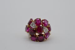 Burmese Oval Ruby Ring 8.40 cts with Pearshape White Diamonds Unworn