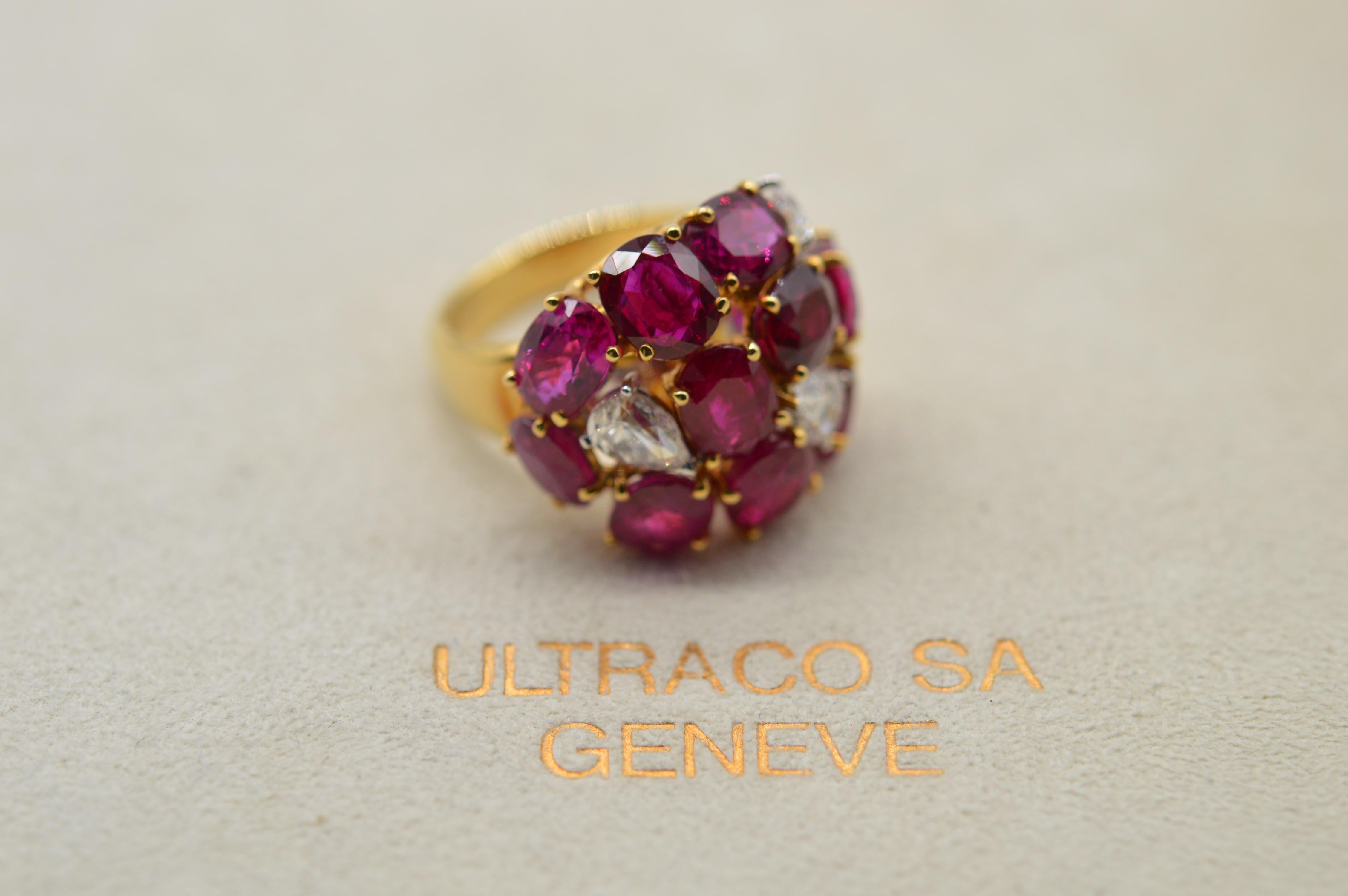 Burmese Oval Ruby Ring 8.40 cts with Pearshape White Diamonds Unworn  For Sale 1