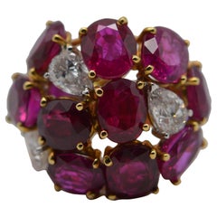Burmese Oval Ruby Ring 8.40 cts with Pearshape White Diamonds Unworn