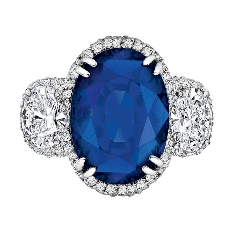 Burmese Oval Sapphire Diamond Ring, Gubelin Certified For Sale at 1stDibs