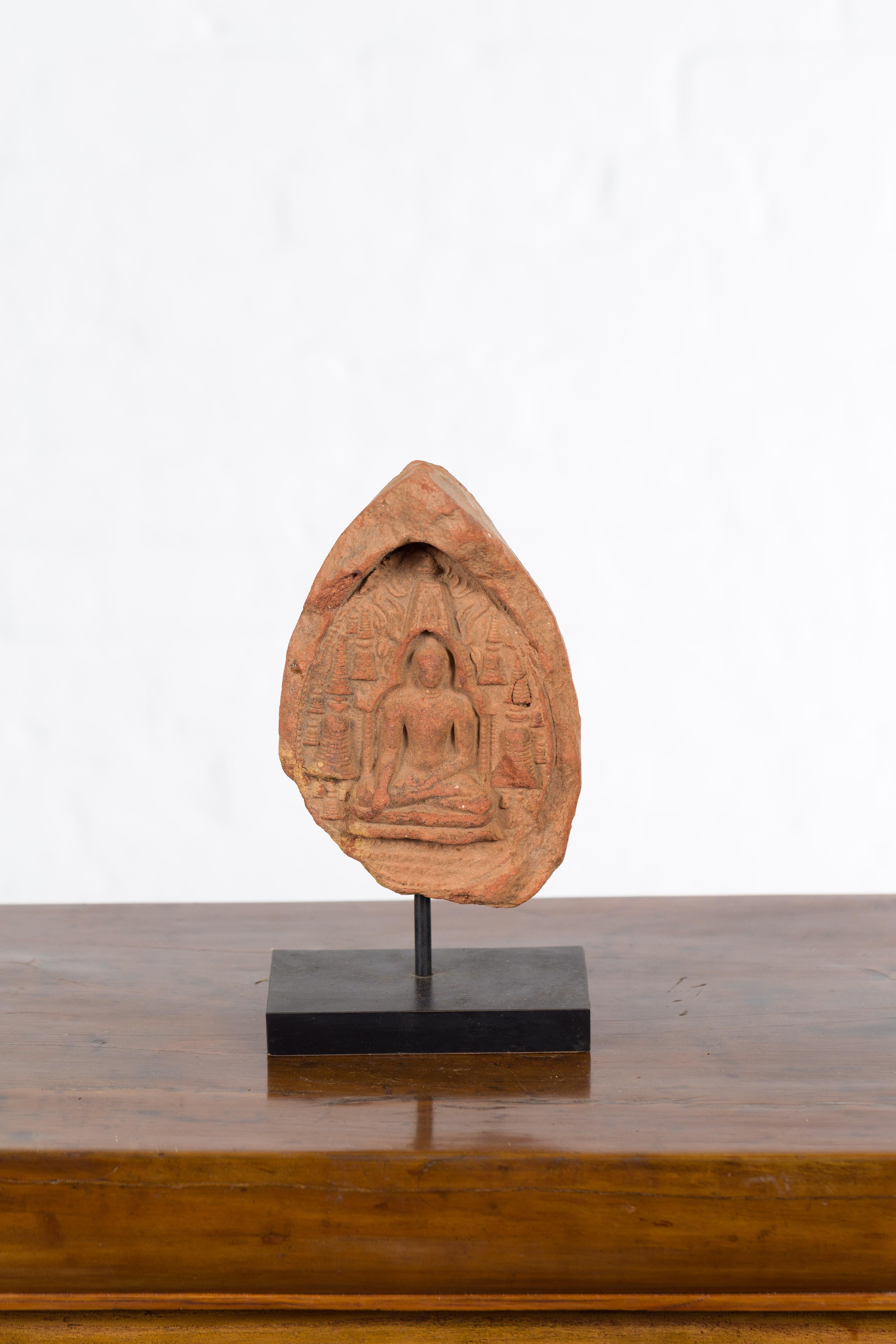 Burmese Pagan Empire Votive Terracotta Buddha Tabletop Sculpture In Good Condition In Yonkers, NY