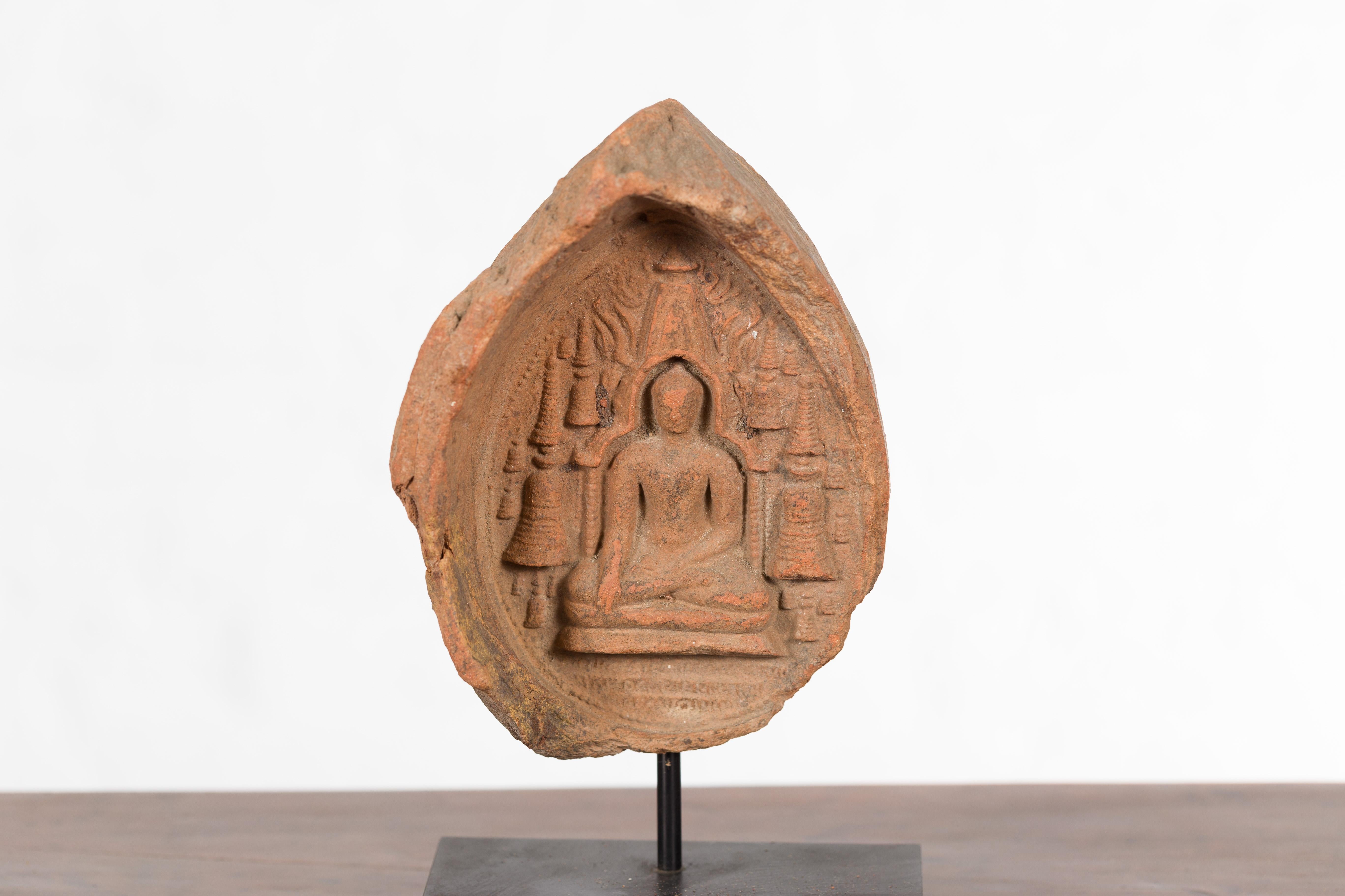 18th Century and Earlier Burmese Pagan Empire 12th or 13th Century Votive Terracotta Buddha Bas-Relief