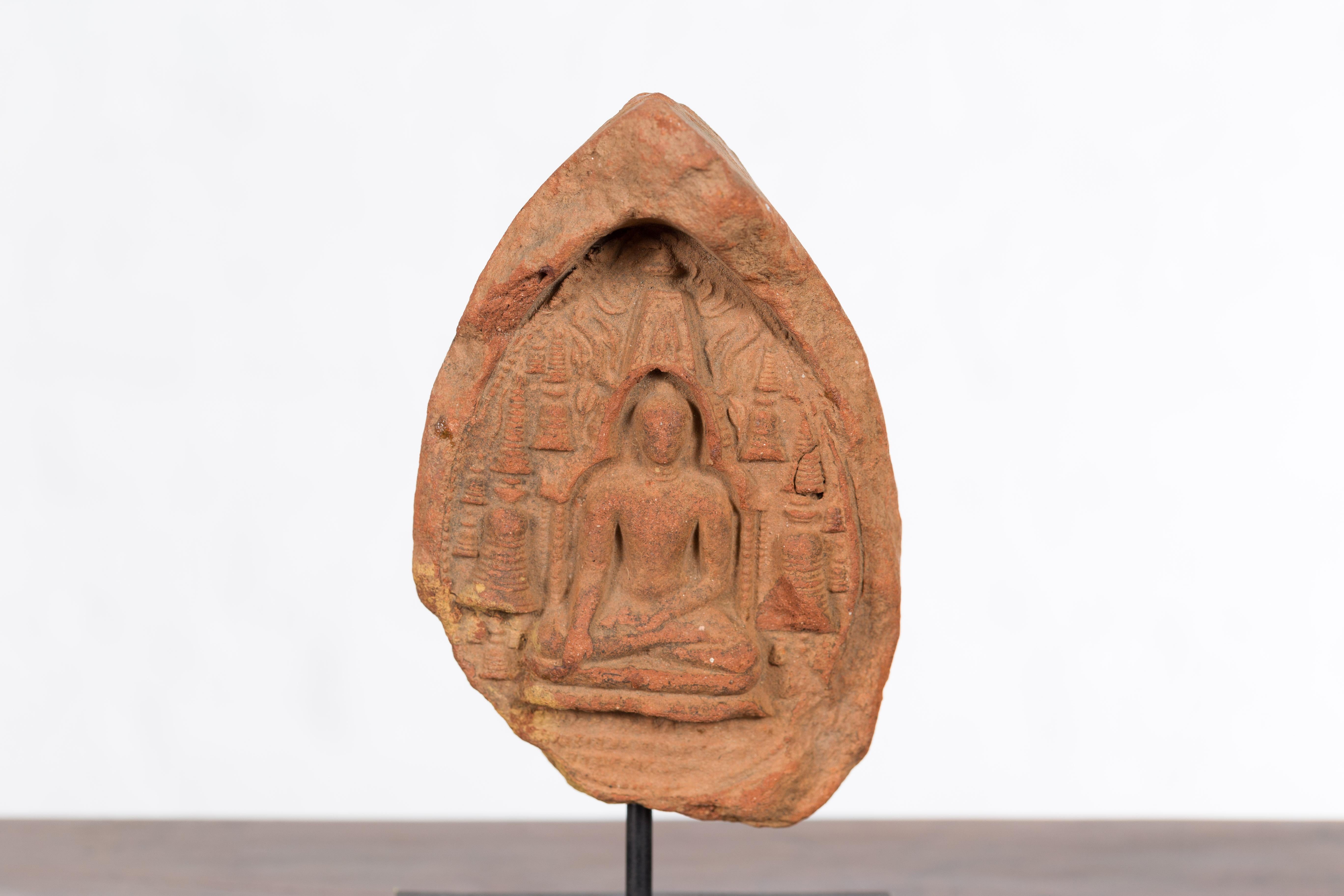 18th Century and Earlier Burmese Pagan Empire Votive Terracotta Buddha Tabletop Sculpture