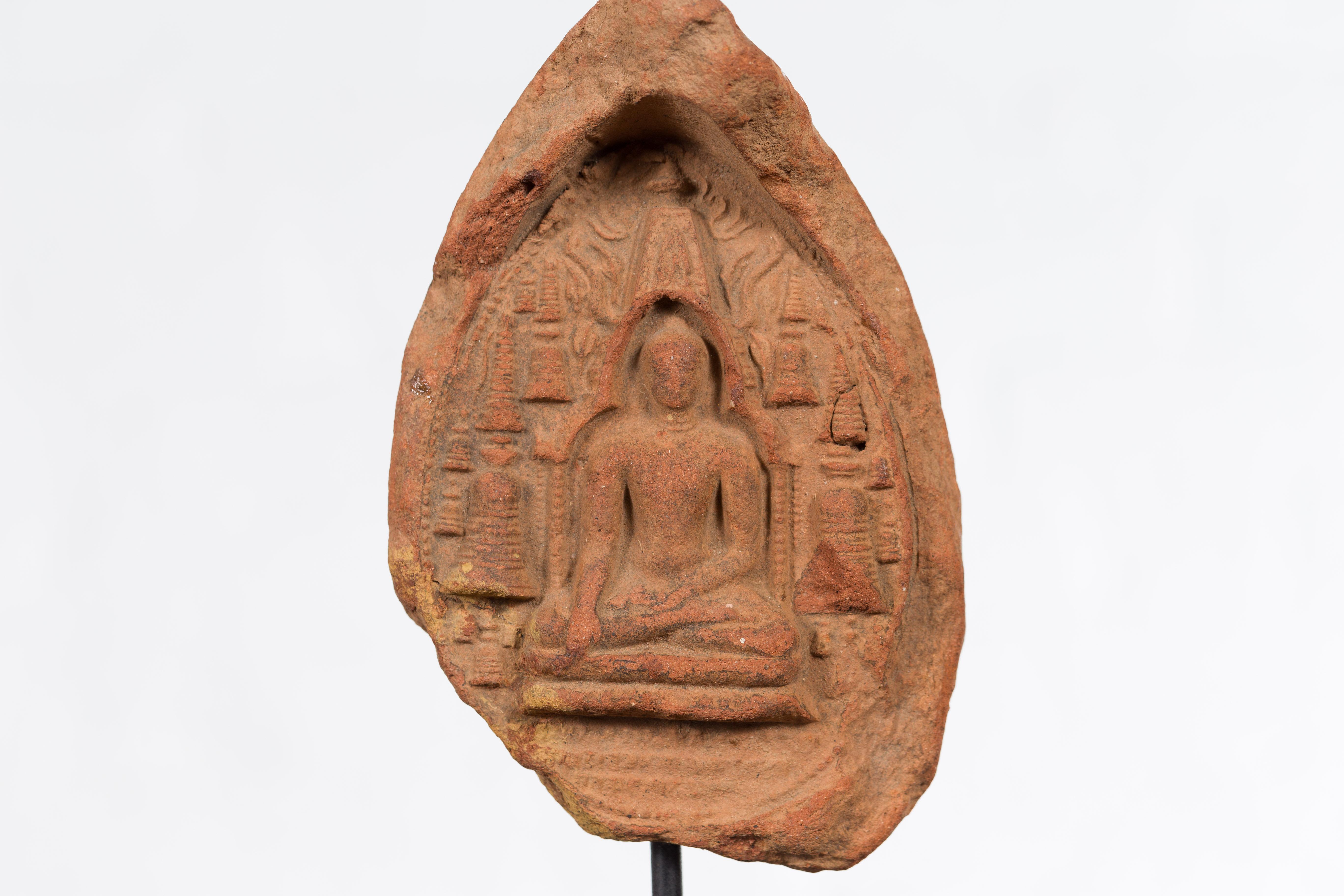 Burmese Pagan Empire Votive Terracotta Buddha Tabletop Sculpture 1