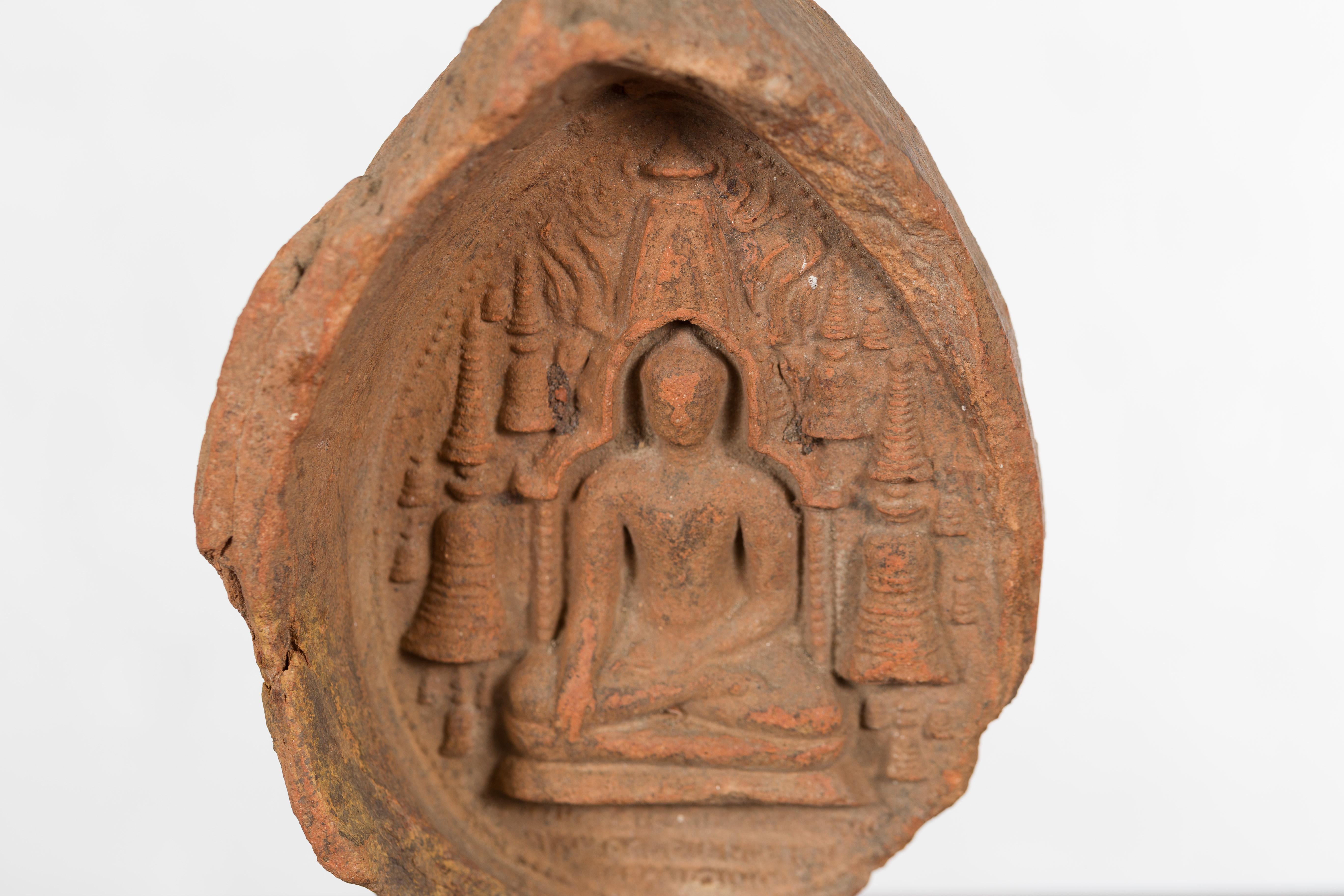 Burmese Pagan Empire 12th or 13th Century Votive Terracotta Buddha Bas-Relief 2