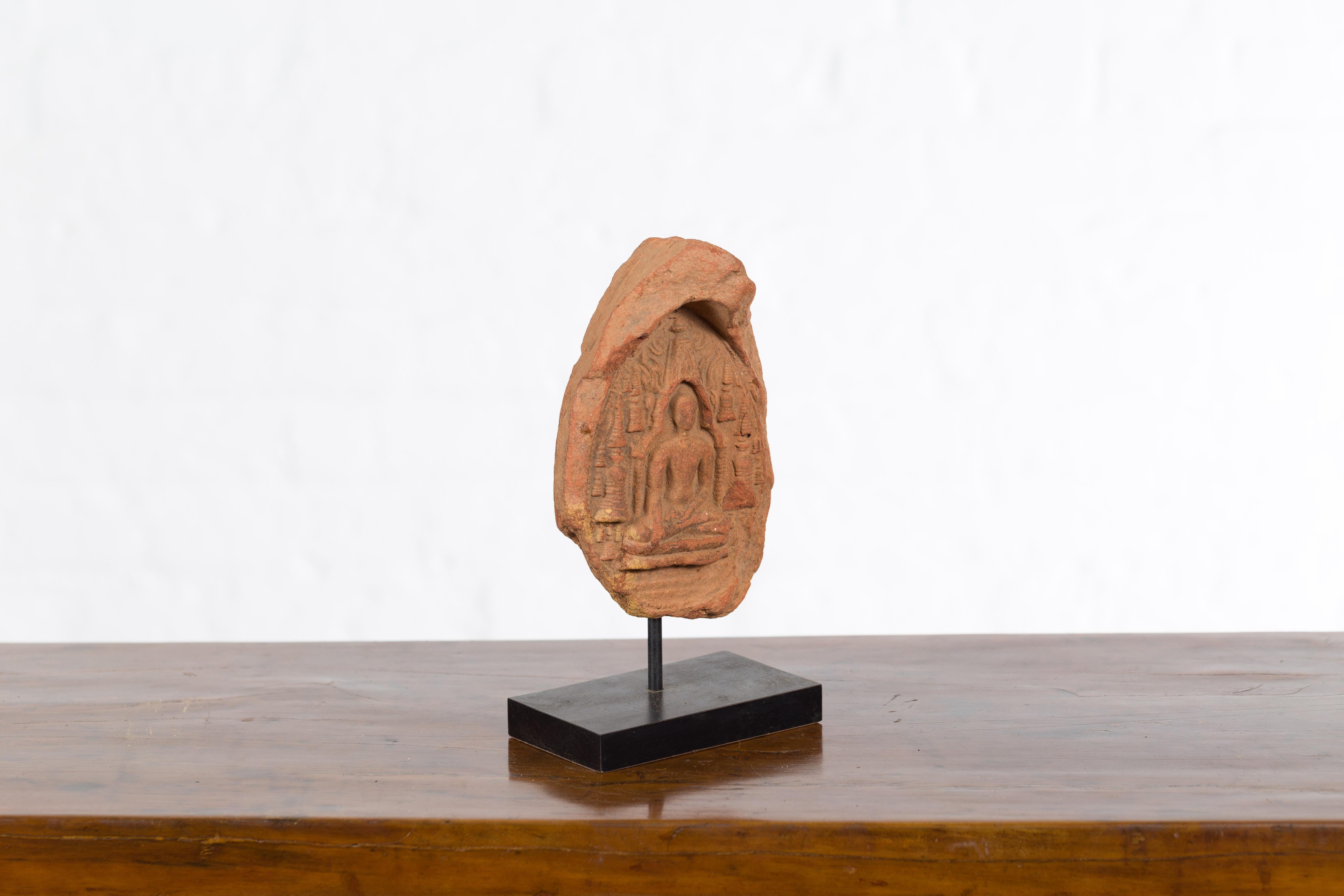 Burmese Pagan Empire Votive Terracotta Buddha Tabletop Sculpture 2