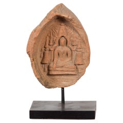 Burmese Pagan Empire 12th or 13th Century Votive Terracotta Buddha Bas-Relief