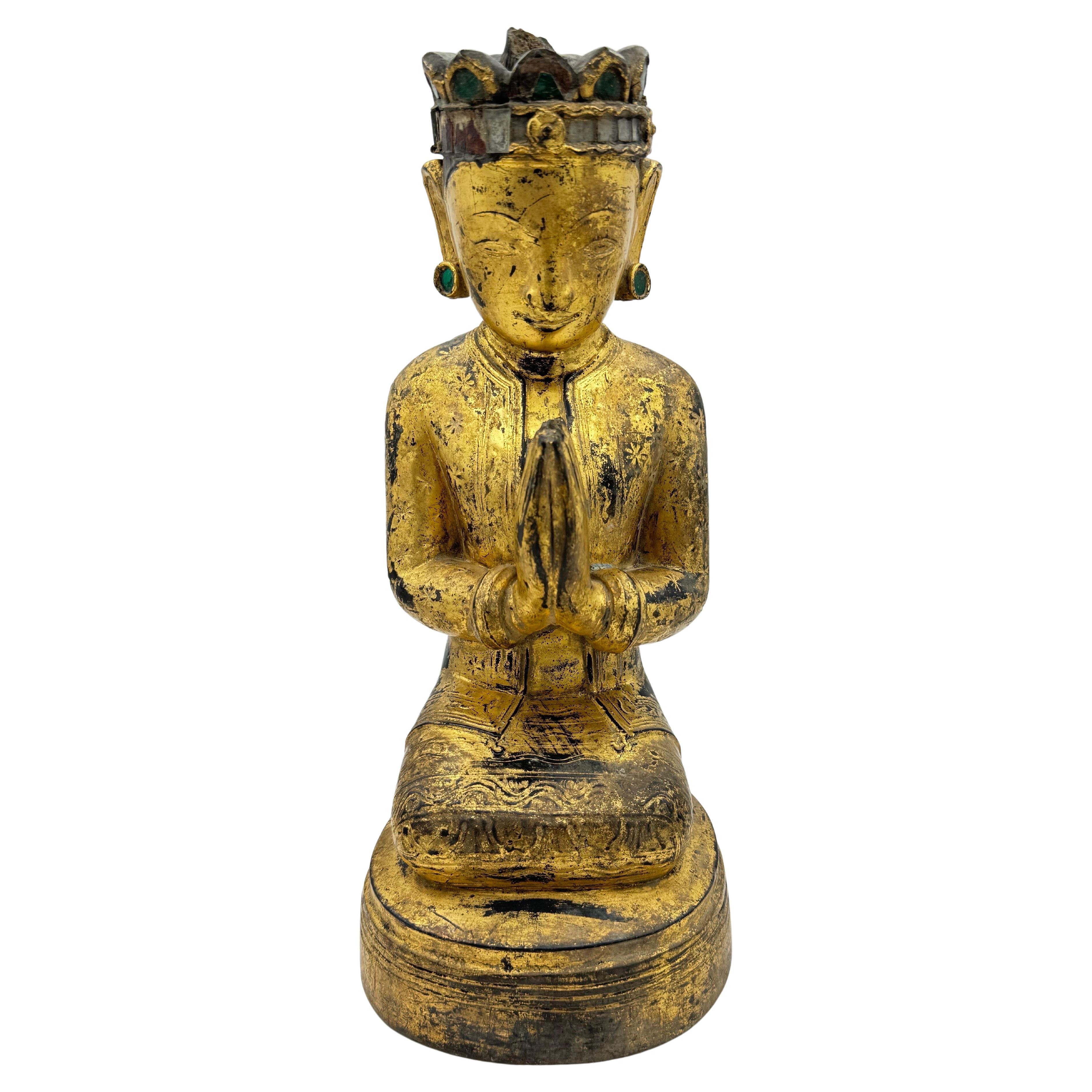 Bois peint birman et bois doré  Bouddha