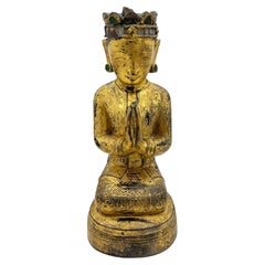Burmese Painted & Giltwood  Buddha