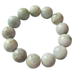 Burmese Pale Celadon Jade Beaded Stretch Bracelet