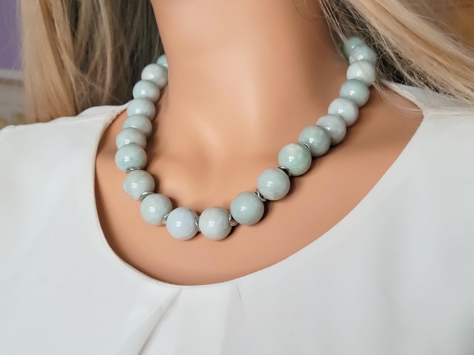 Women's Burmese Pale Celadon Jade Necklace For Sale