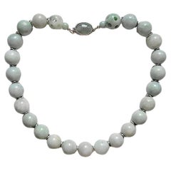 Used Burmese Pale Celadon Jade Necklace