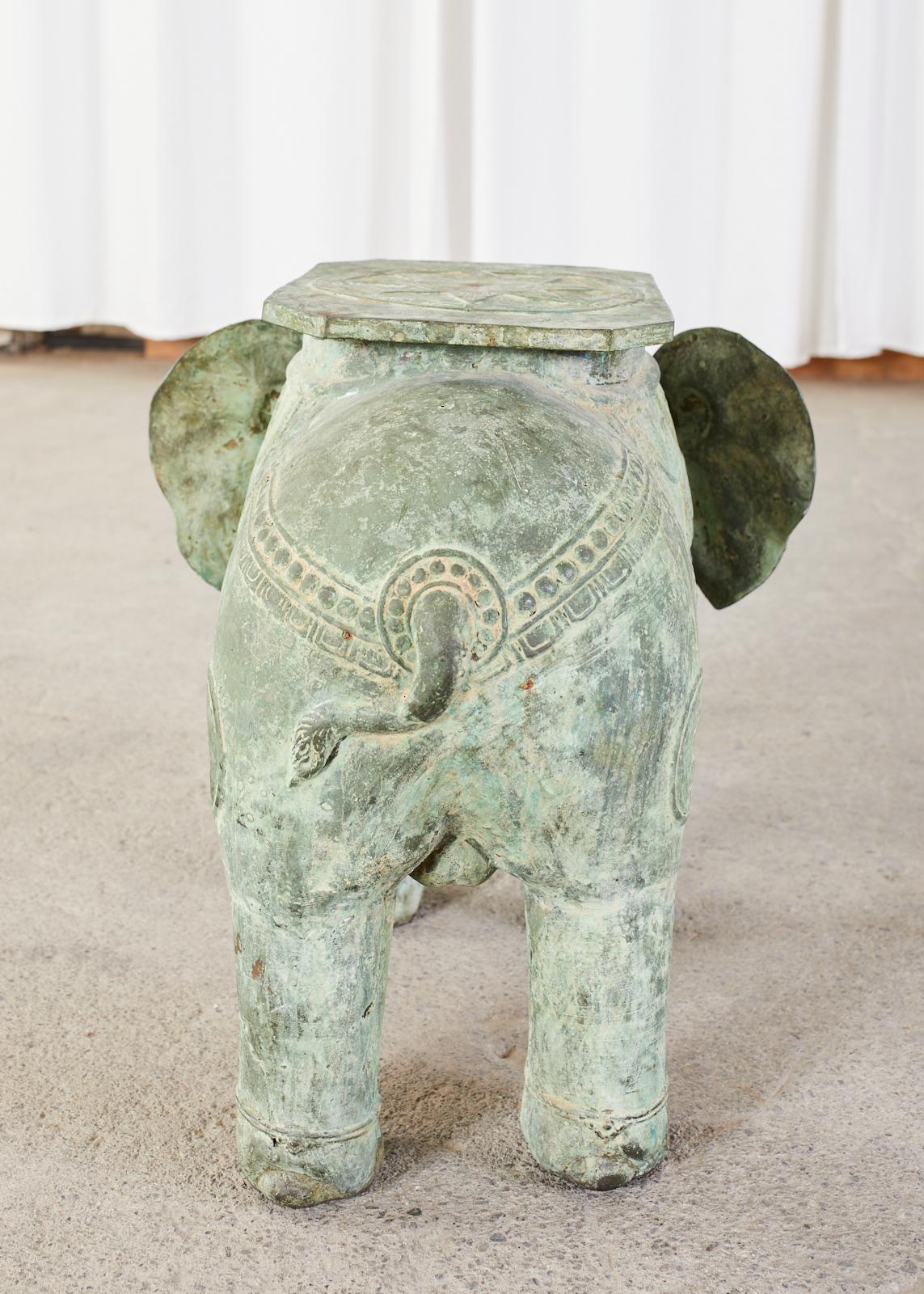 Burmese Patinated Bronze Elephant Garden Stool or Drink Table 10