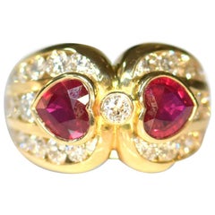 Burmese Pigeon Blood Double Heart Ruby Ring