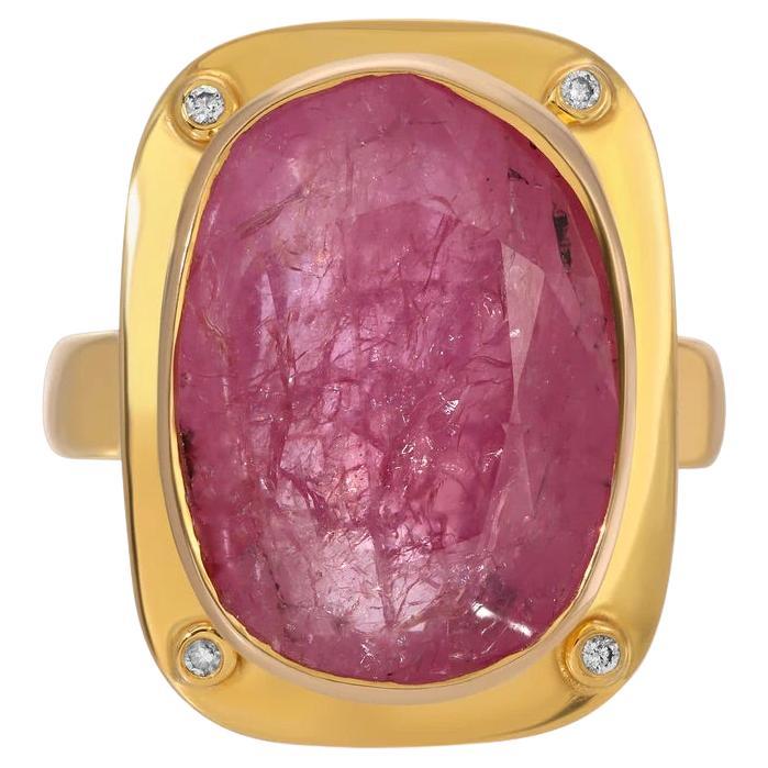 Burmese Pink Sapphire Diamond Cocktail Ring For Sale