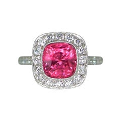 Burmese Pink Spinel and Diamond White Gold Ring