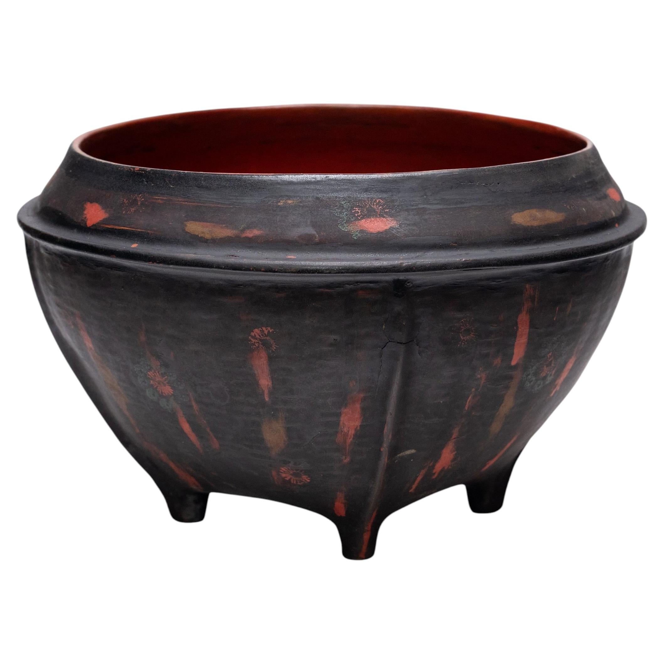 Burmese Red & Black Lacquer Bowl, Early 20th Century