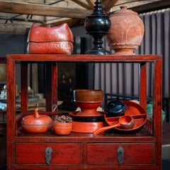 Burmese Red Lacquer Divided Tray