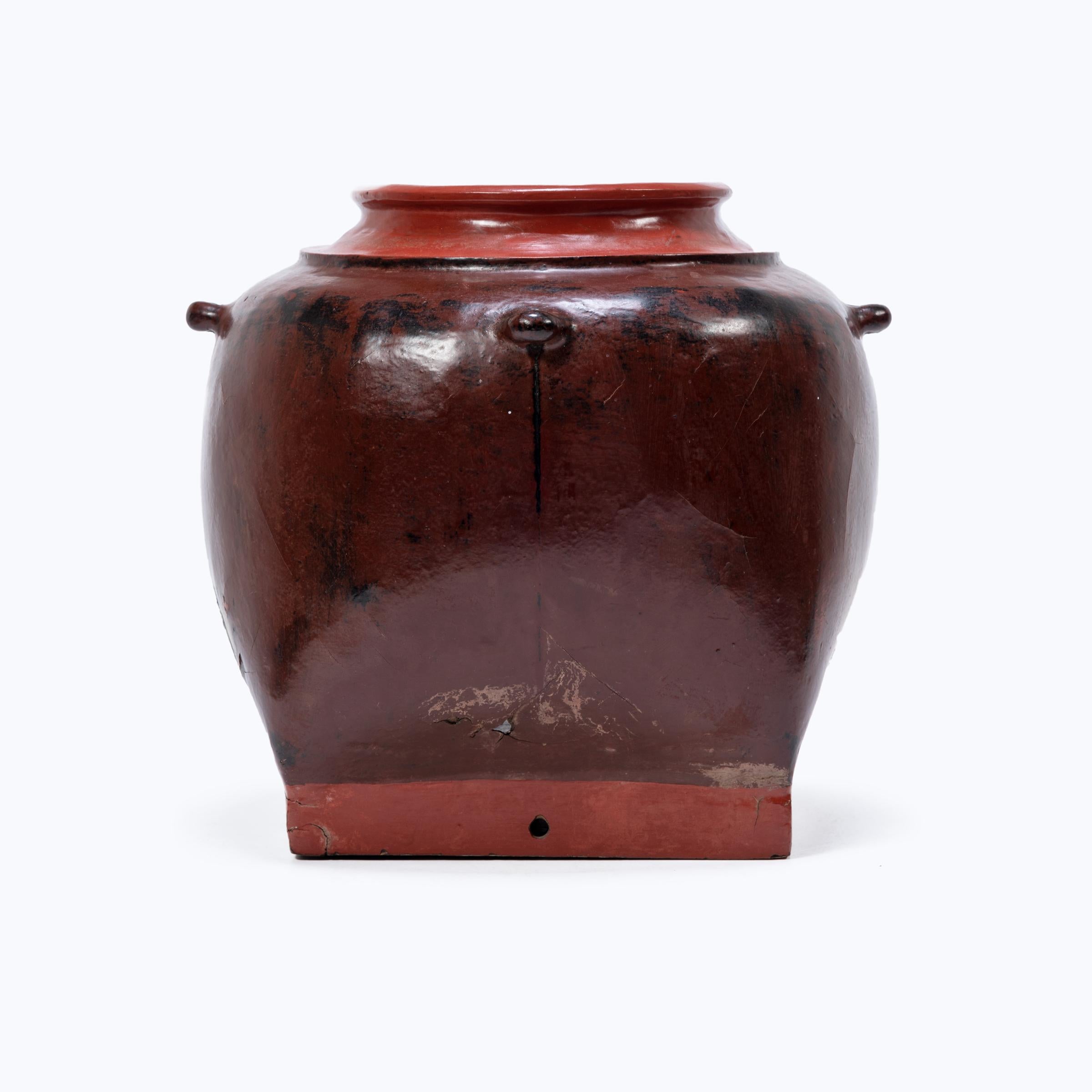 Lacquered Burmese Red Lacquer Hanging Vessel