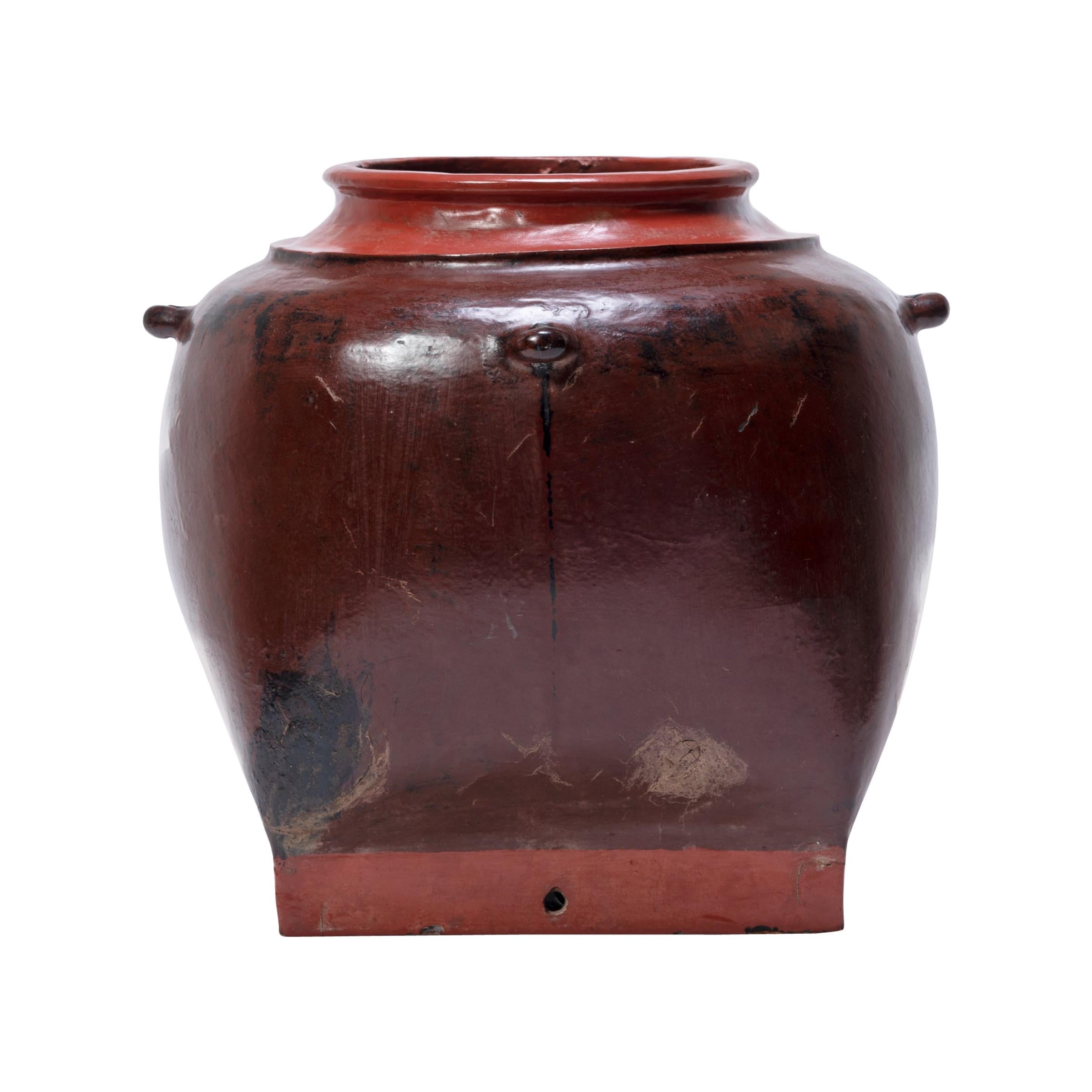 Burmese Red Lacquer Hanging Vessel
