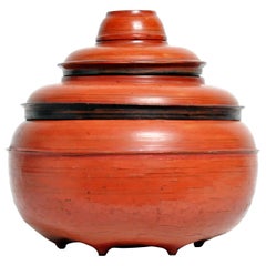 Burmese Red Lacquer Offering Urn