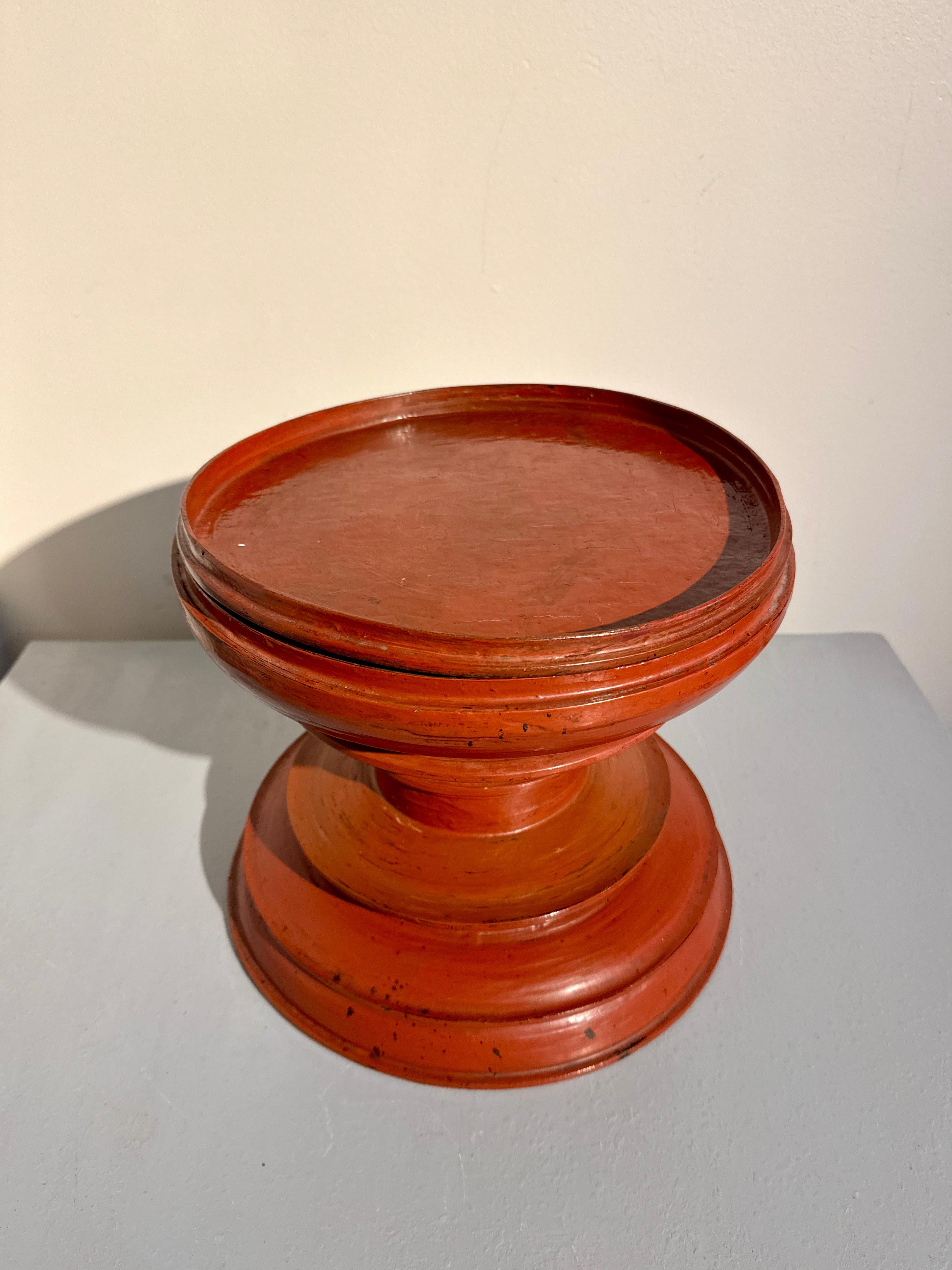 Burmese Red Lacquer Offering Vessel, Hsun-Ok, Early 20th Century, Burma 5