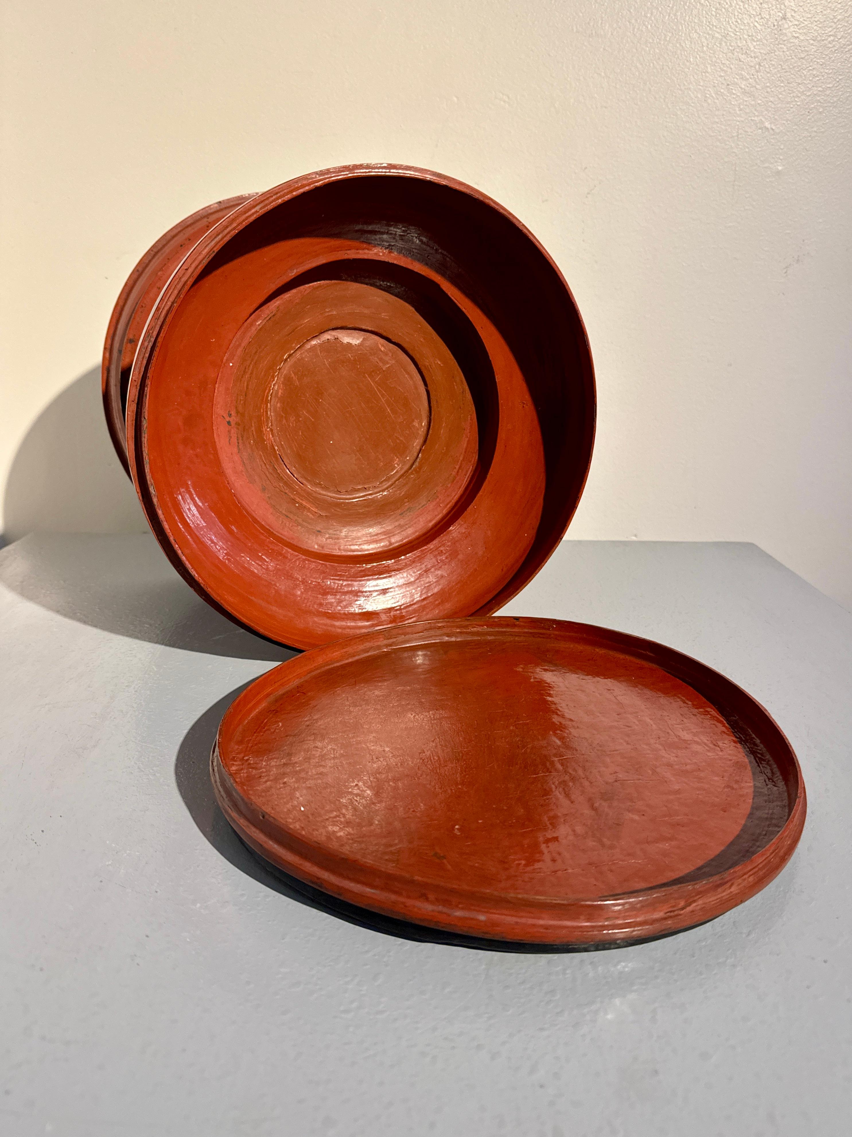 Burmese Red Lacquer Offering Vessel, Hsun-Ok, Early 20th Century, Burma 6