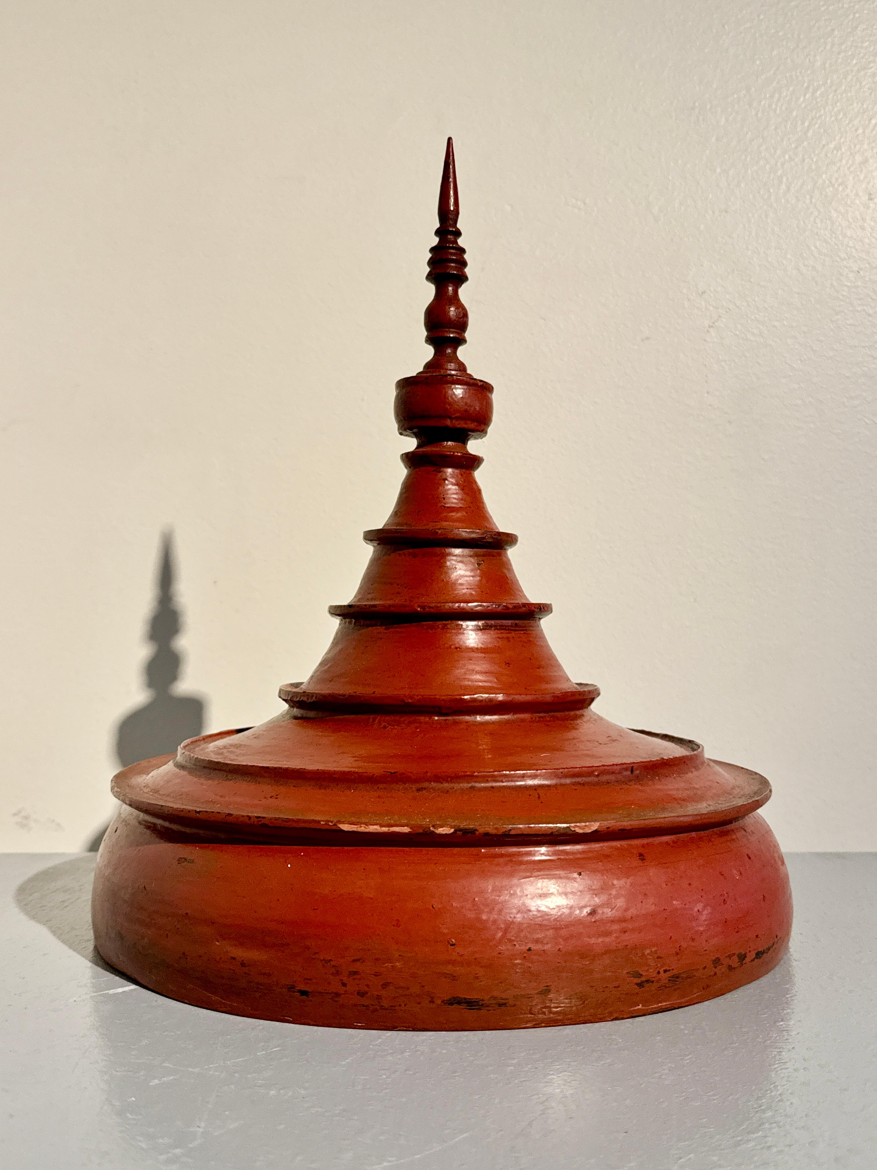 Burmese Red Lacquer Offering Vessel, Hsun-Ok, Early 20th Century, Burma 1