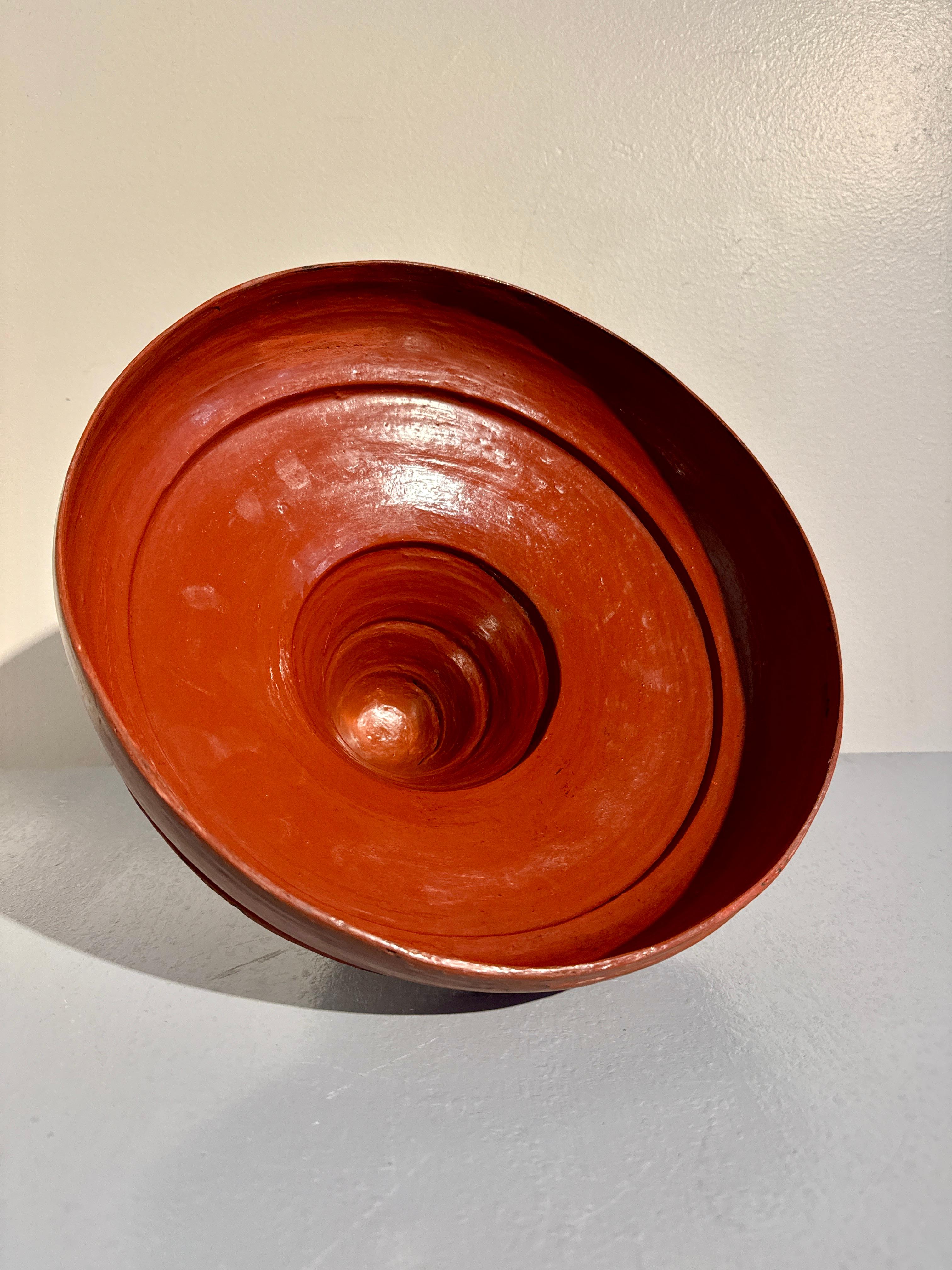 Burmese Red Lacquer Offering Vessel, Hsun-Ok, Early 20th Century, Burma 3