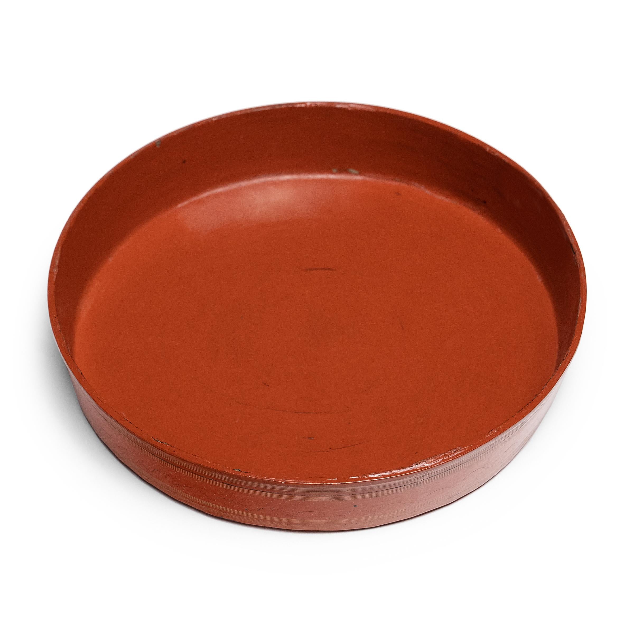 Burmese Red Lacquer Stacking Trays, c. 1900 For Sale 4