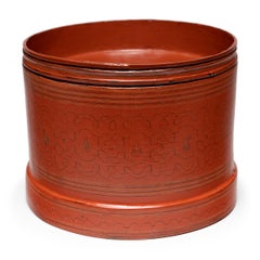 Plateaux empilables en laque rouge de Birmanie, c. 1900