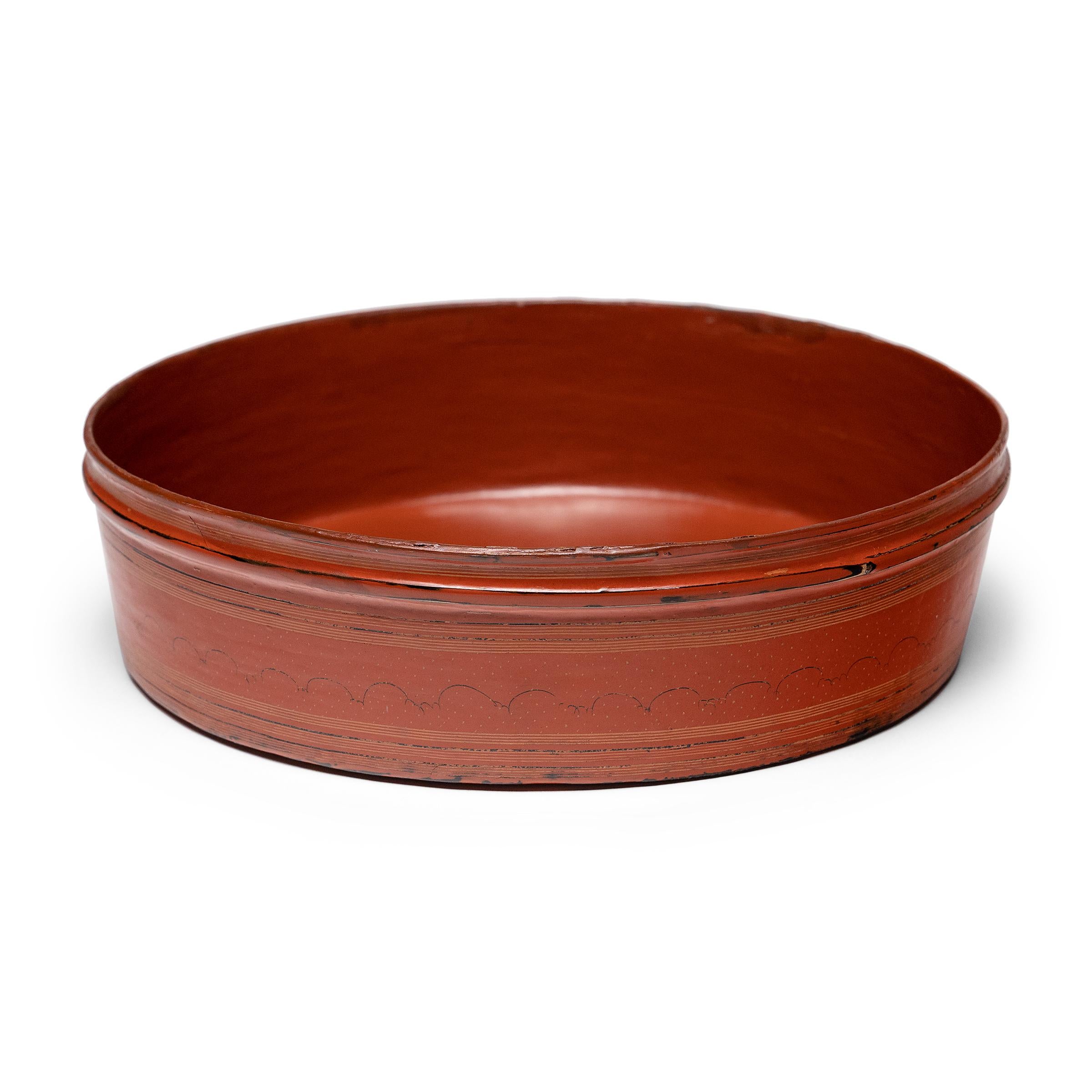 Bamboo Burmese Red Lacquer Stacking Trays, c. 1900 For Sale