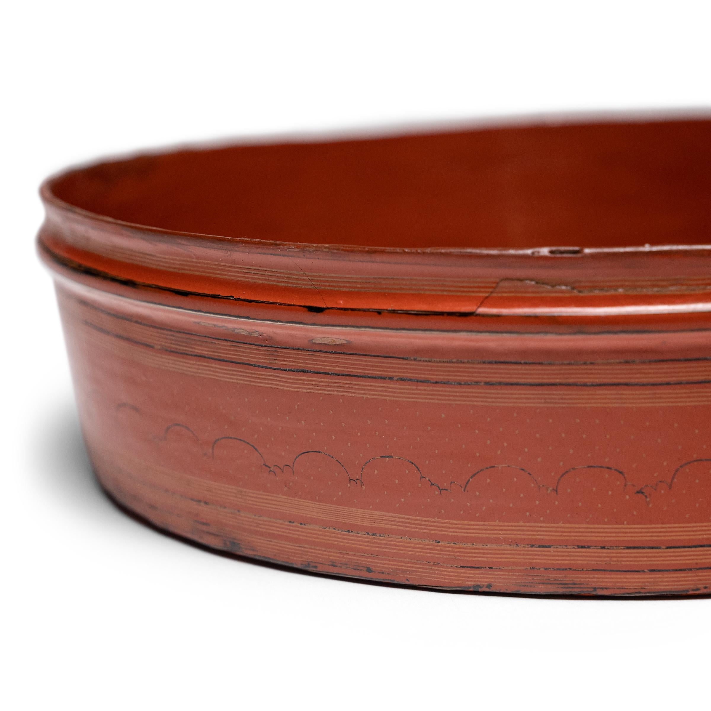 Burmese Red Lacquer Stacking Trays, c. 1900 For Sale 2