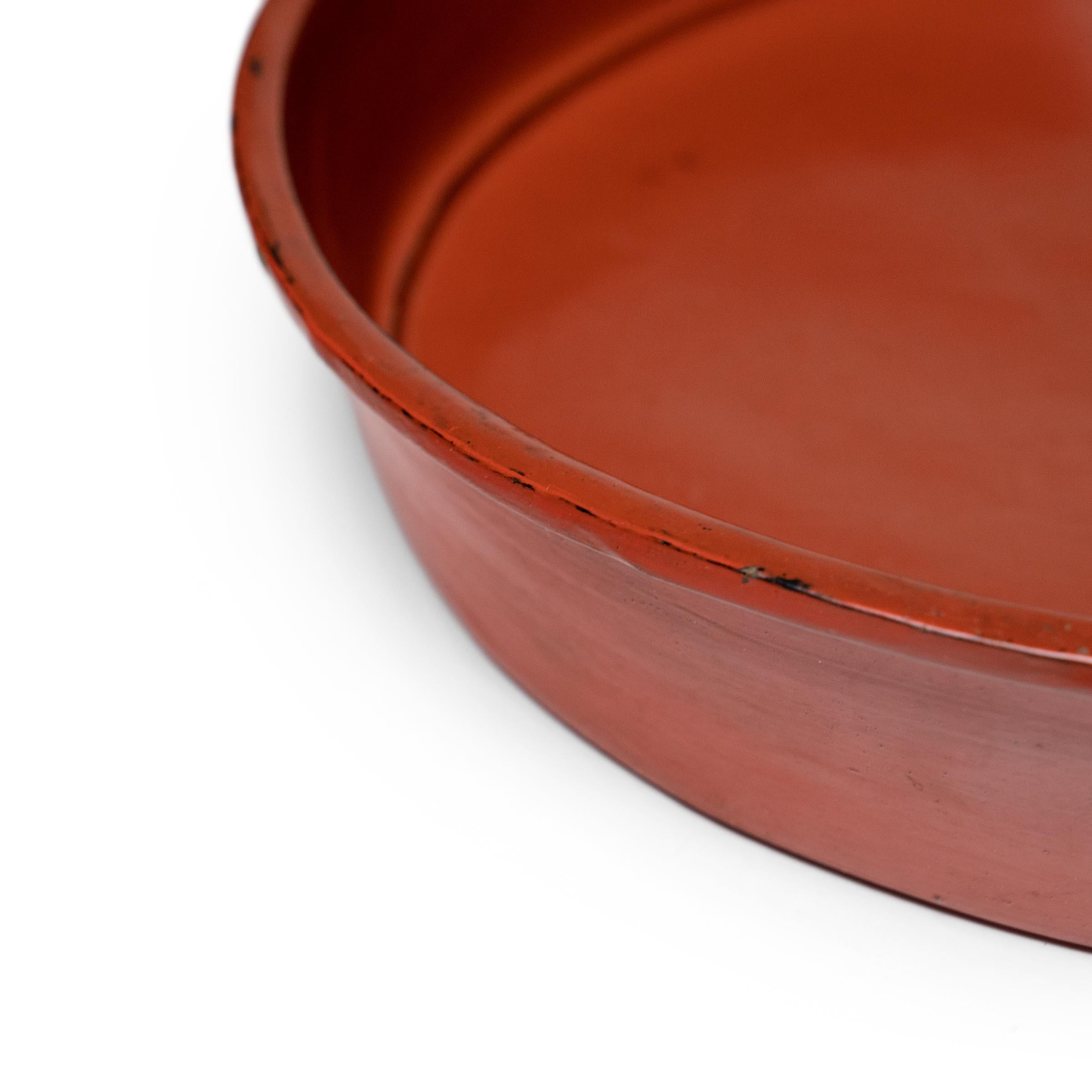 Lacquered Burmese Red Lacquer Tray, c. 1900 For Sale