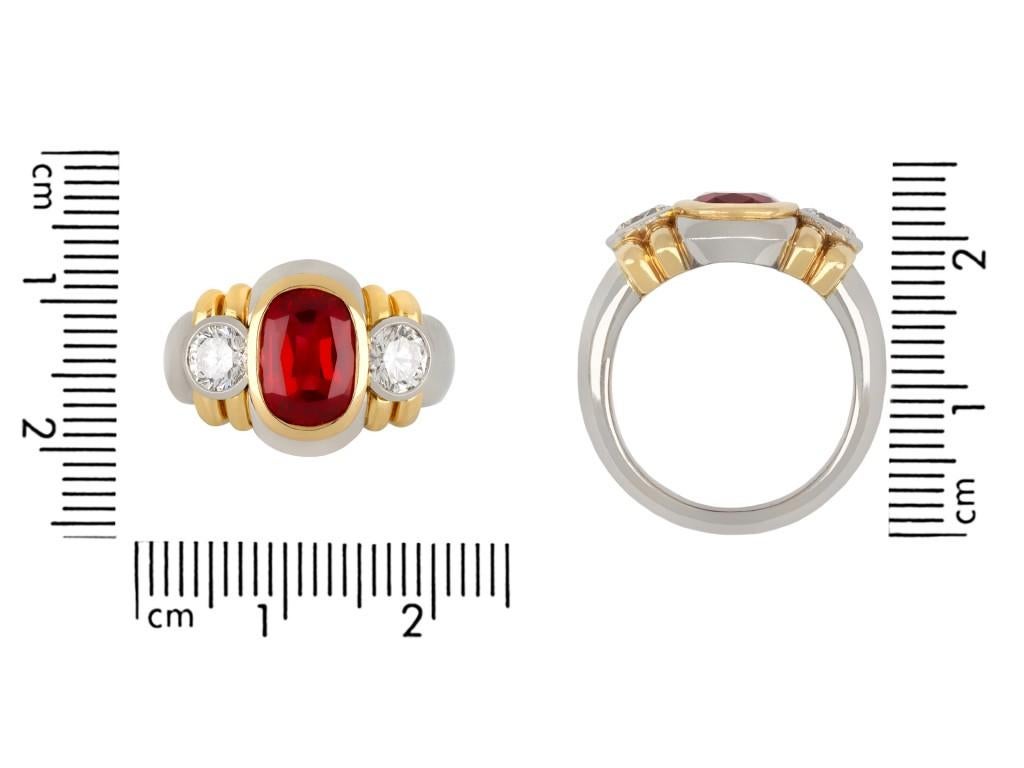 Burmese Red Spinel and Diamond Dress Ring, circa 1970 In Good Condition For Sale In London, GB