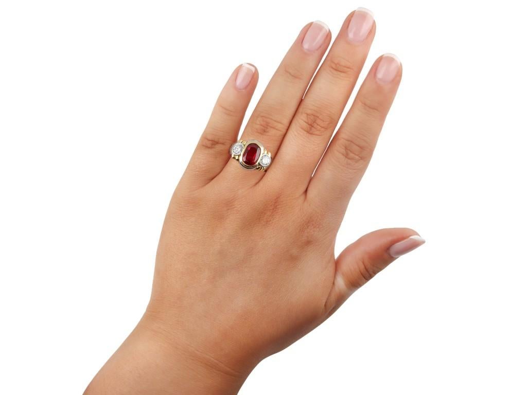 Women's or Men's Burmese Red Spinel and Diamond Dress Ring, circa 1970 For Sale