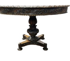 Burmese Round Dining Table Antique Carved Hardwood Burma 1840