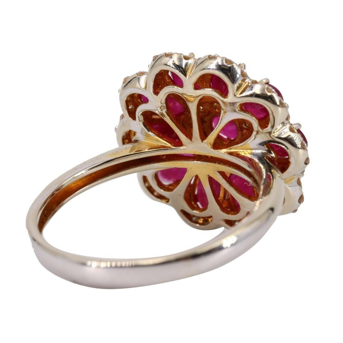 Women's or Men's Burmese Rubies & Diamonds 18k Gold Ring GIA Certificate For Sale