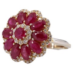 Burmesischer Rubine & Diamanten 18k Gold Ring GIA-Zertifikat