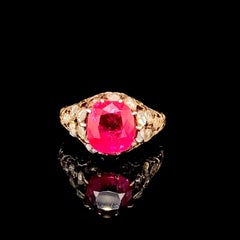 Burmese Ruby 3.34ct and Diamond Gold Ring, Georgian, ca. 1800