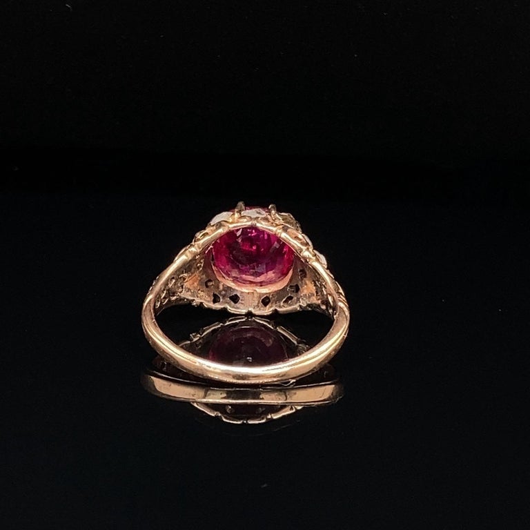Burmese Ruby 3.34ct and Diamond Gold Ring, Georgian, ca. 1800 2