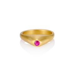 Burmese Ruby and 22 Karat Yellow Gold High Dome Papal Medieval Style Ring