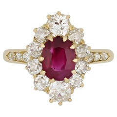 Burmese Ruby and diamond coronet cluster ring, circa 1890