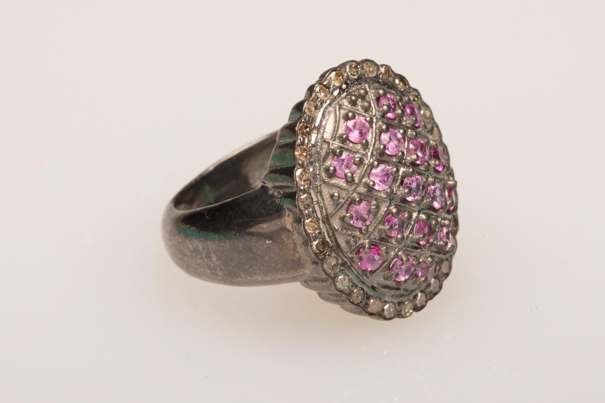 Burmese Ruby and Diamond Dome Cocktail Ring In Excellent Condition For Sale In Nantucket, MA