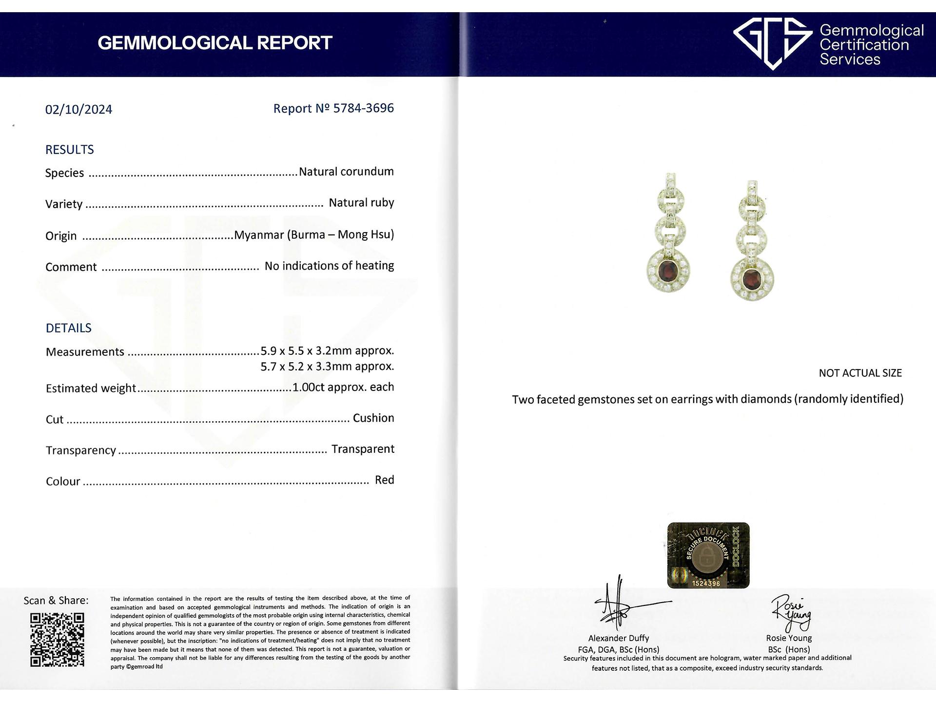 Burmese ruby and diamond earrings, circa 1935 For Sale 2