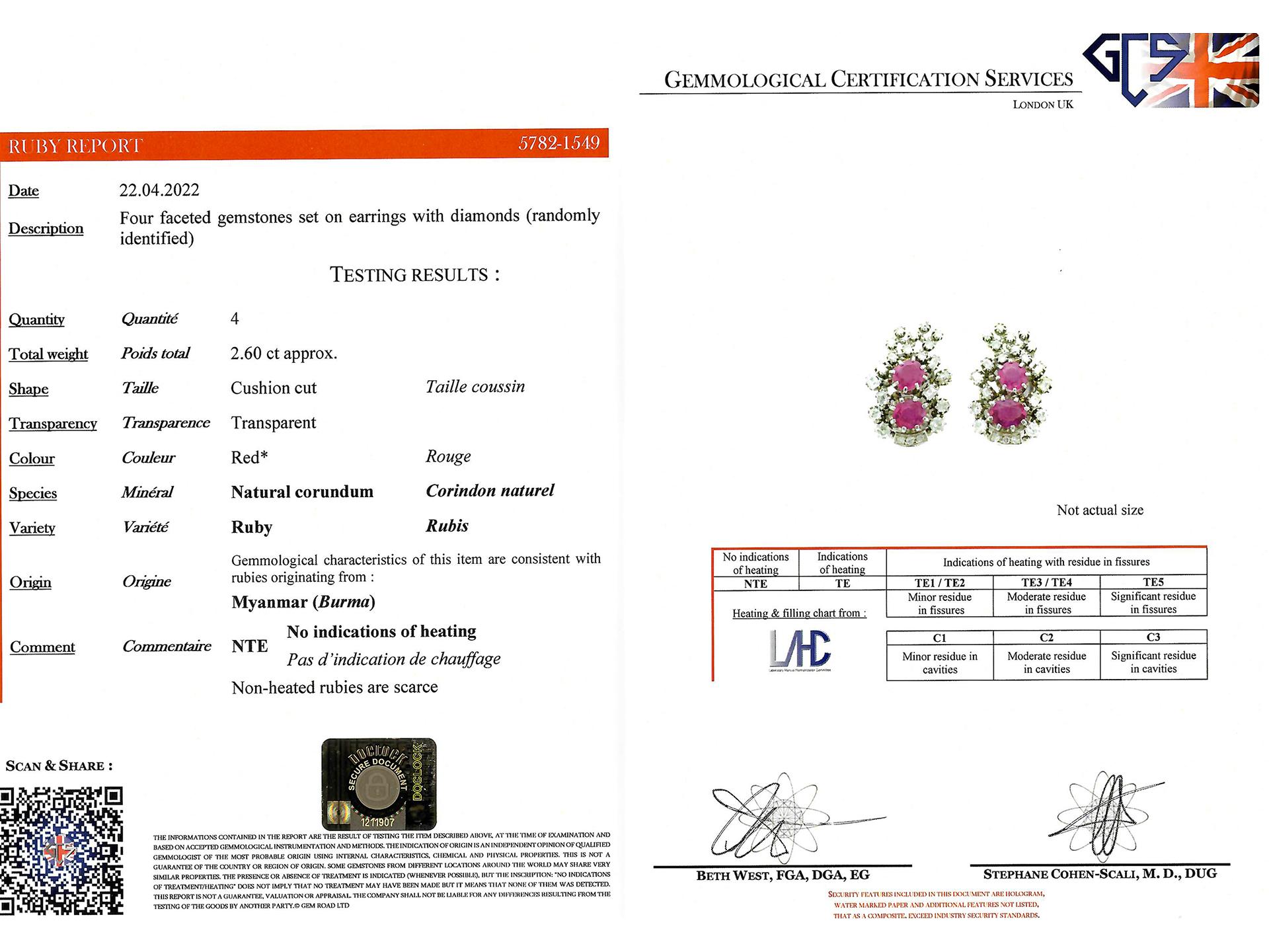 Burmese ruby and diamond earrings, circa 1950. en venta 2