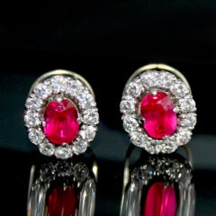 Burmese Ruby and Diamond Earstuds