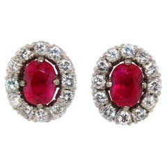 Burmese Ruby and Diamond Earstuds