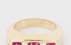 Burmese Ruby and Diamond Men Band in 18K Yellow Gold