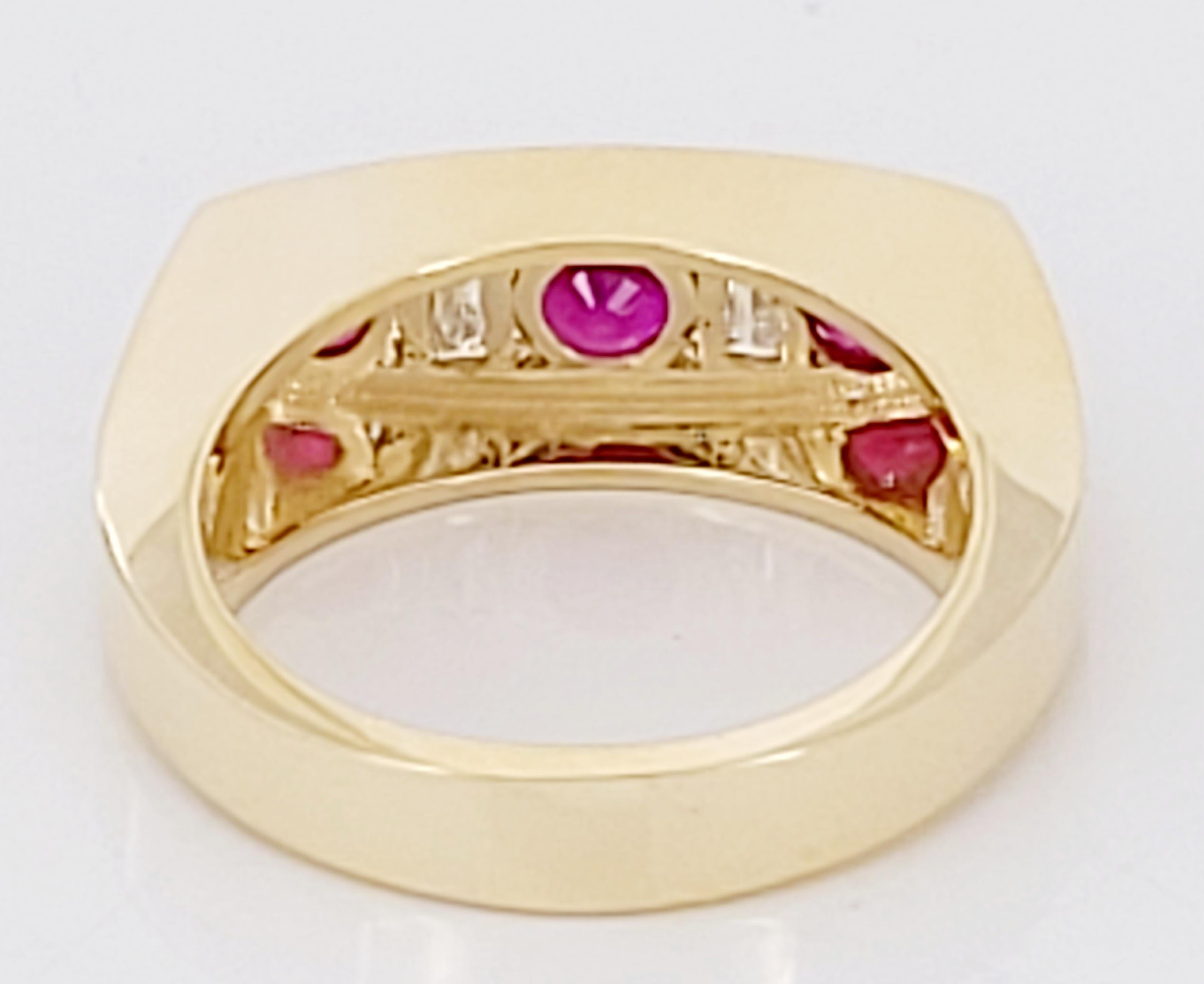 Burmese Ruby and Diamond Men Band in 18K Yellow Gold In New Condition In New York, NY